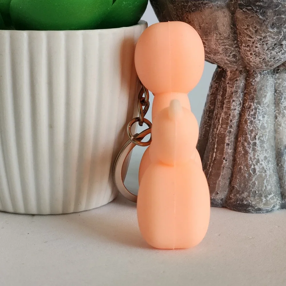 Salmon Balloon Dog Keychain Matte Resin Poodle Bag Charm Art‎ Toy Accessory